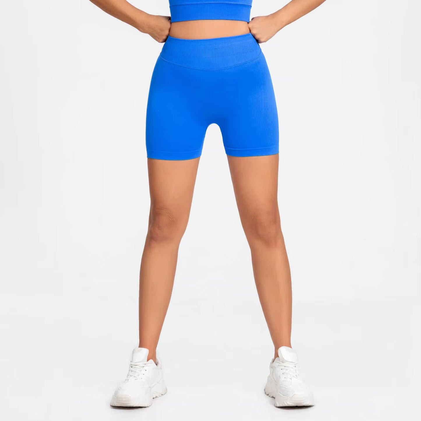 Women’s 4.5" Seamless Biker Shorts – Scrunch Butt, Ribbed Band Workout Leggings