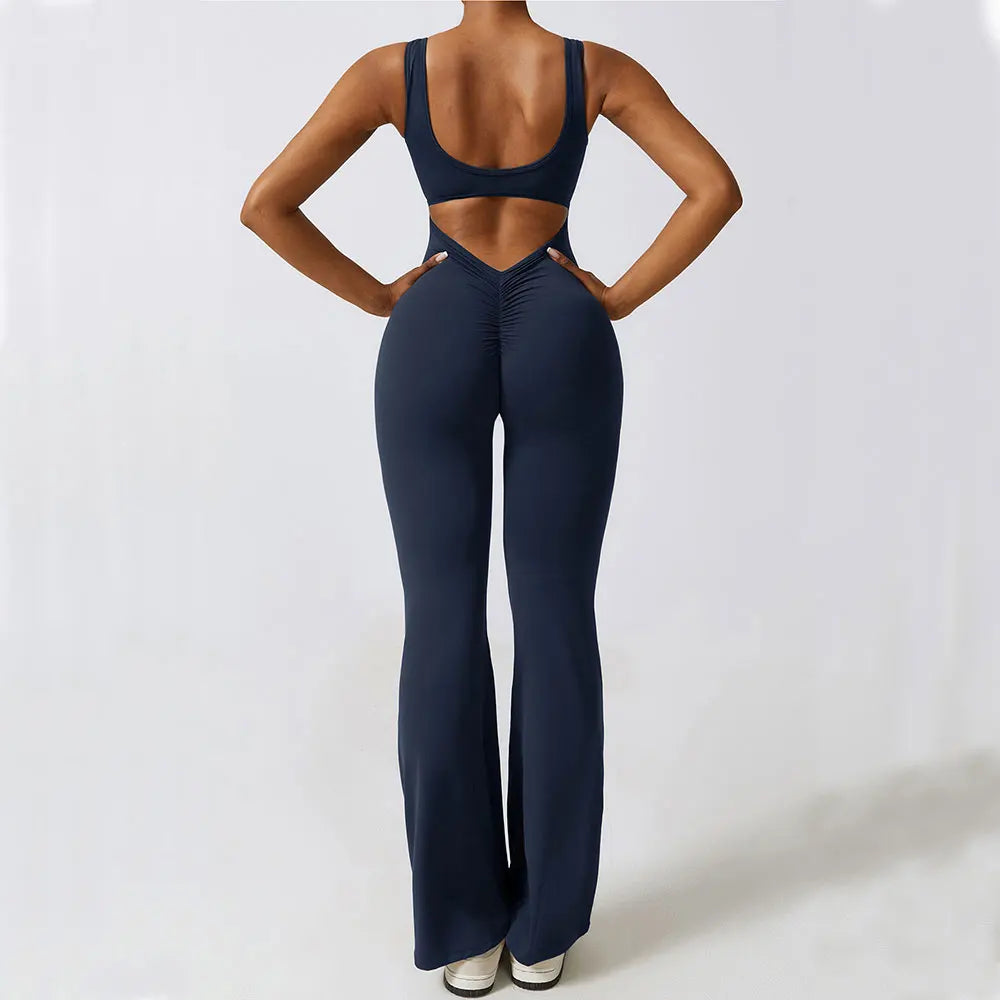 Women Gym Set with Flared Leggings