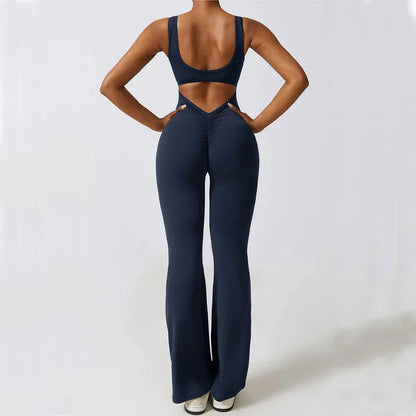 Women Gym Set with Flared Leggings
