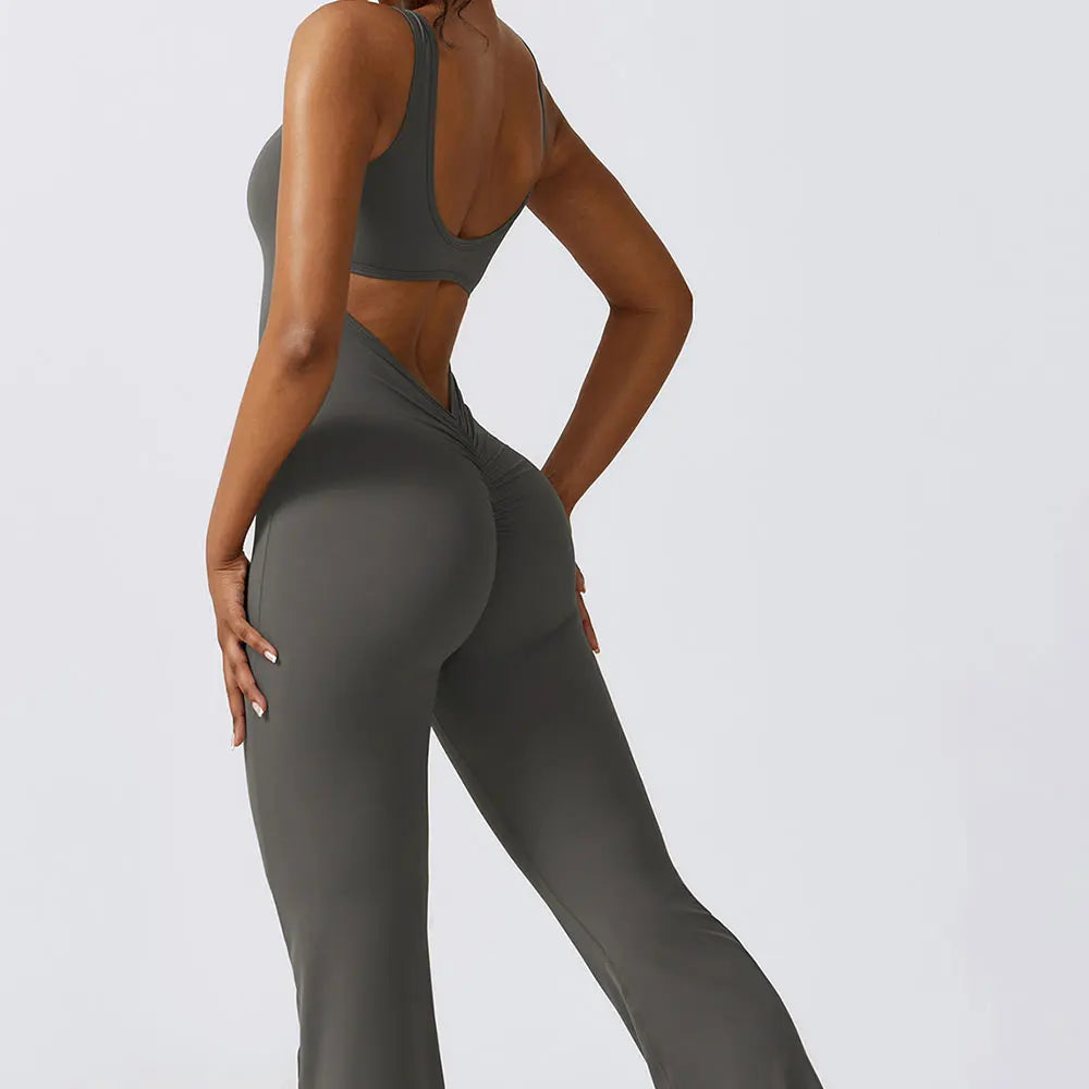 Women Gym Set with Flared Leggings