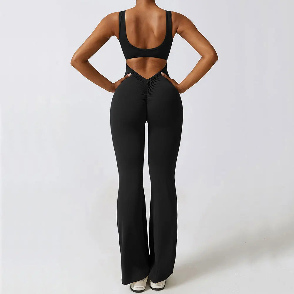Women Gym Set with Flared Leggings