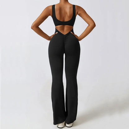 Women Gym Set with Flared Leggings
