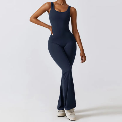 Women Gym Set with Flared Leggings
