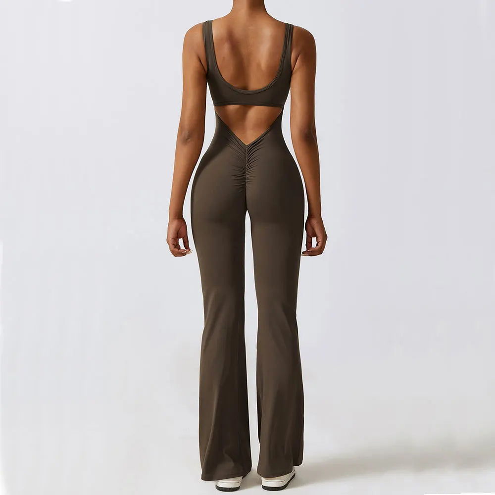 Women Gym Set with Flared Leggings